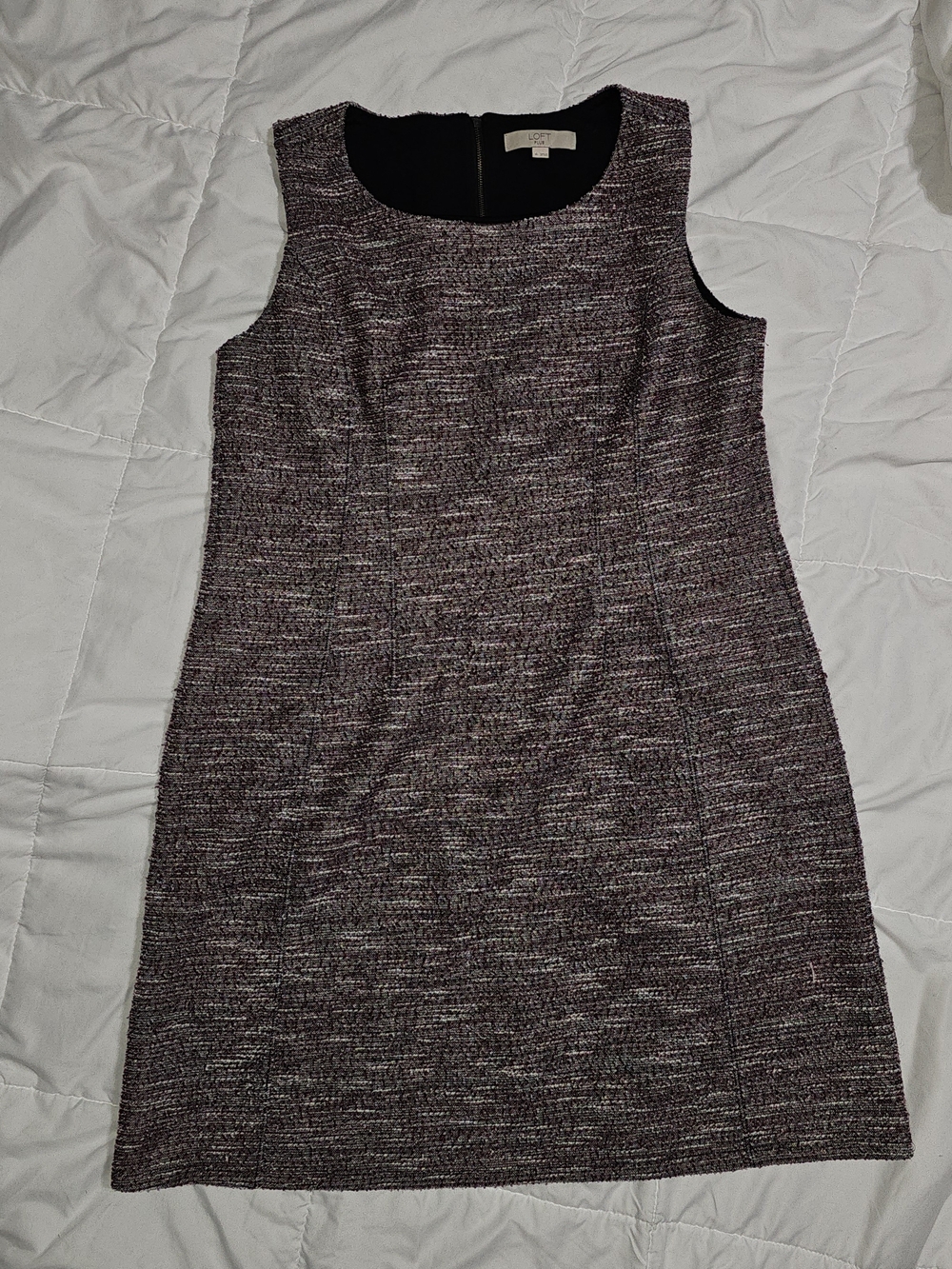 LOFT Purple Tweed Sleeveless Sheath Dress